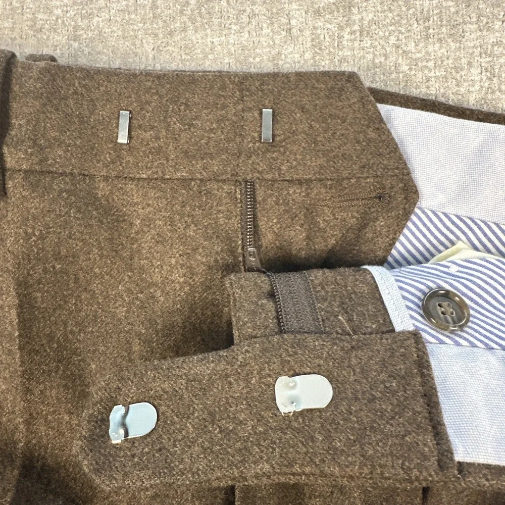 Epaulet Pants Men 31 Brown Wool‎ Made in USA Brooklyn NYC tailored trussers